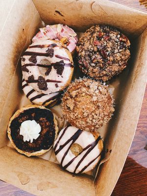 All vegan items shown except for chocolate muffin! at Happy Bellies Bake Shop in Appleton