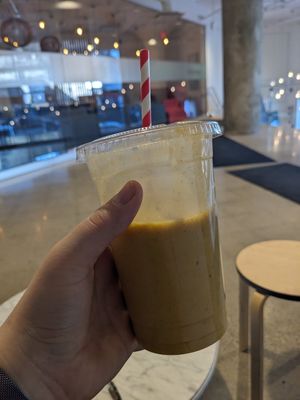 Mango smoothie at Animal Liberation Kitchen in Toronto