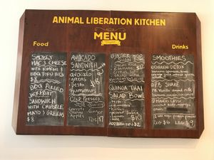 Menu at Animal Liberation Kitchen in Toronto