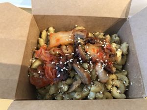 Mac & cheese with kimchi at Animal Liberation Kitchen in Toronto