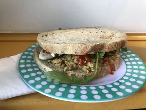 Avocado chickpea sandwich  at Animal Liberation Kitchen in Toronto