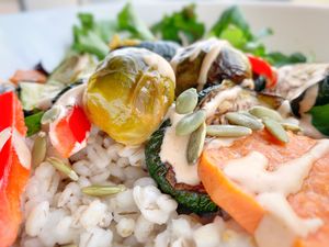 Roasted Veggie Bowl at Animal Liberation Kitchen in Toronto