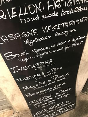 Dishes of the day in addition to a vegan friendly set menu at Bruscè in Bologna