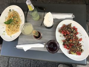 toasts with tofu and avocado
daily pasta at Bruscè in Bologna