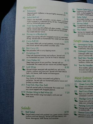 Menu 2 at Thai 2 Go in Dallas