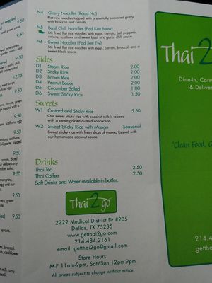 Menu 6 at Thai 2 Go in Dallas