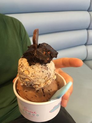 2 flavors + vegan chocolate topping! at Sweet Cloud Creamery in Carlsbad