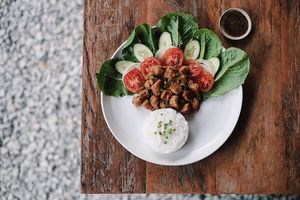Vegan Beef Loc Lak at Roots Cafe in Siem Reap