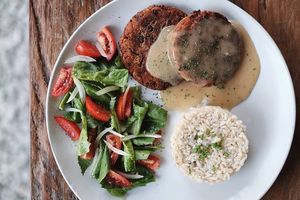 (Filipino) Burger Steak at Roots Cafe in Siem Reap