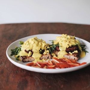 Eggs Benedict at Roots Cafe in Siem Reap