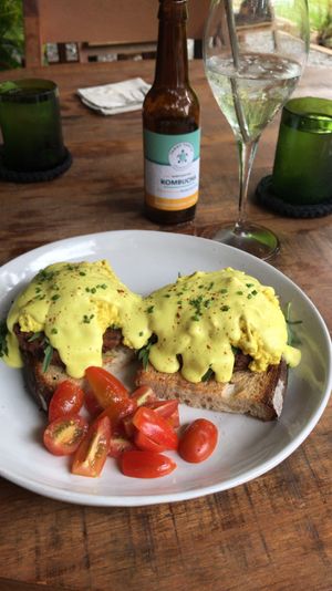 Tofu benedict  at Roots Cafe in Siem Reap