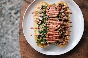 Vegan Chopped Cheese Sandwich made with tempeh at Roots Cafe in Siem Reap