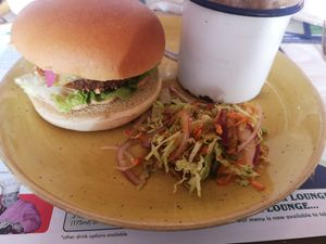 Moving mountains burger and the vegan slaw at Lounges - Torello Lounge  in Prestatyn