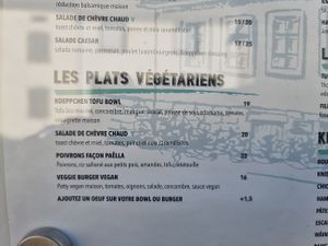 vegetarian section of menu (with vegan labeled) at Auberge Koeppchen in Wormeldingen