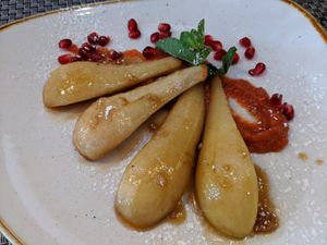 Pear dessert at Auberge Koeppchen in Wormeldingen