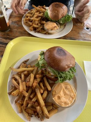 Burger with fries   at Eaternia in Prague