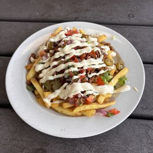Loaded nacho cheese fries aka Poutine  at Eaternia in Prague
