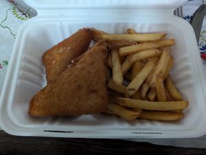 Fried cheese and chips at Eaternia in Prague