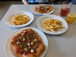 Mediterranean langoš and fries - weekend special at Eaternia in Prague