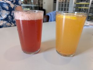 Mango & chilli and strawberry lemonades at Eaternia in Prague