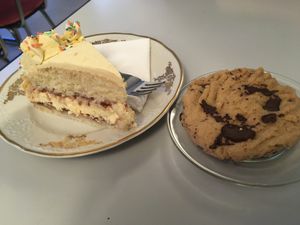 Cookie and vanilla cake  at Eaternia in Prague