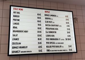 Menu with prices at Eaternia in Prague