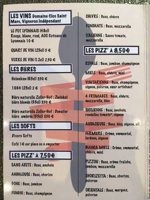 Menu at Le Jardin des Pentes  in Lyon