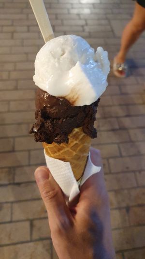 Chocolate and coconut sorbet. at Papilla Artisan Glacier in Cannes