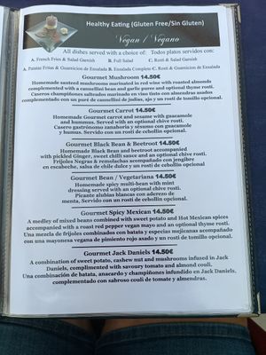 Karte Vegan und vegetarisch at Cielo in Murcia