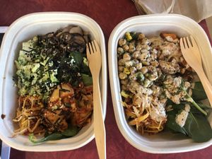 The kimchi bowl and the tahini bowl...both are fire!!!  at Lunchette in Petaluma