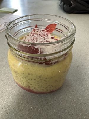 Golden Mylk Chia Pudding with Strawberry  at Lunchette in Petaluma