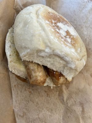 Vegan sausage stottie   at Pink Lane Bakery in Newcastle Upon Tyne