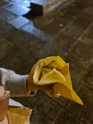 Bread smells like pancakes at Muhudo Falafel Shop in Tbilisi