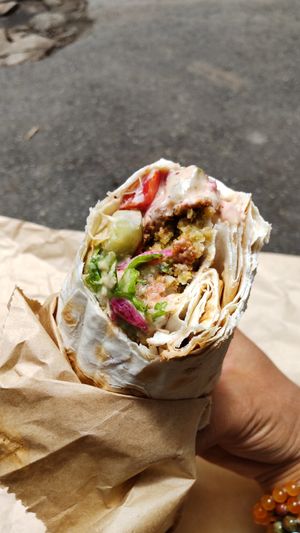 Beware: very juicy and tasty!! at Muhudo Falafel Shop in Tbilisi