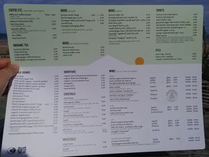Menu at Strandpaviljoen Buiten in The Hague