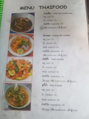 Menue at Miracle Van Tour in Chiang Mai