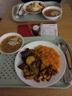 Potatoes, tofu, carrot at Diva Hliva in Sumperk