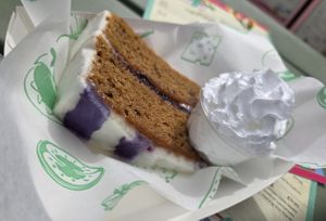 Vegan Banana and blueberry cake with vegan cream  at Pilot House in Cymru