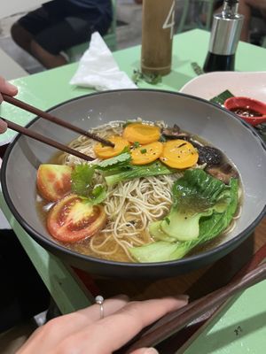 Noofle soup vegetables   at Dumplings Cafe in Galle