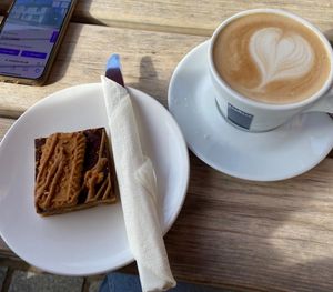 Vegan lotus brownie and oat milk latte!  at Olive Tree in Bude