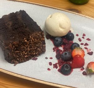 Vegan fudge cake 😍  at Olive Tree in Bude