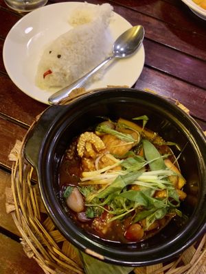 Caramelised aubergine  at Le's Garden Bar in Hue
