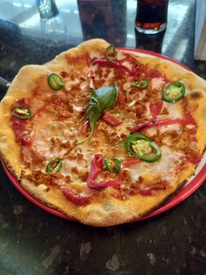 Vegan pepperoni pizza. at Frankie & Benny's in Newcastle Upon Tyne