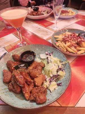 Sesame chicken and loaded fries at Frankie & Benny's in Newcastle Upon Tyne