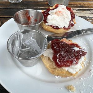Vegan cream tea   at The Courtyard in Looe