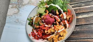 Colourful soul bowl - so tasty too! at The Courtyard in Looe