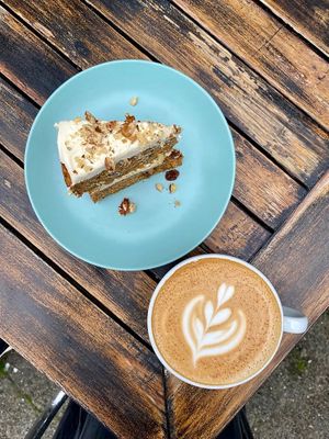 Coffee and cake  at The Courtyard in Looe