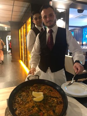 Paella served with a flourish  at Capri in Calpe