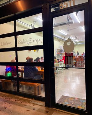 Front of shop at night  at The Littlest Bake Shop in Kansas City