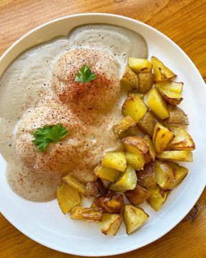 Mushroom biscuits and gravy at The Littlest Bake Shop in Kansas City